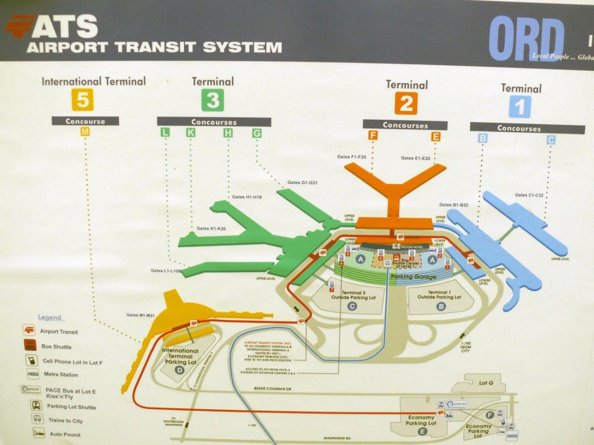 نقشہ شکاگو کے ہوائی اڈے