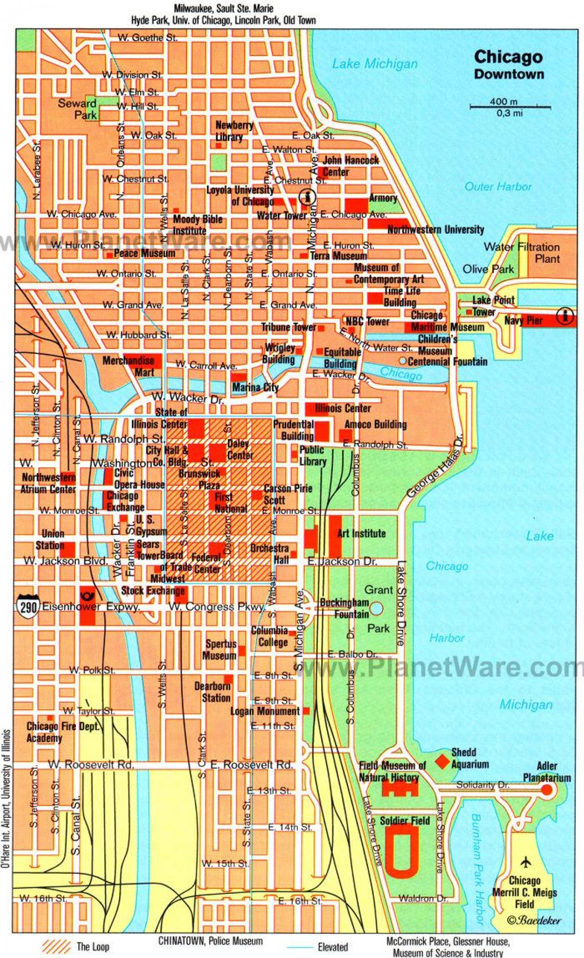 نقشہ شکاگو کے پرکشش مقامات