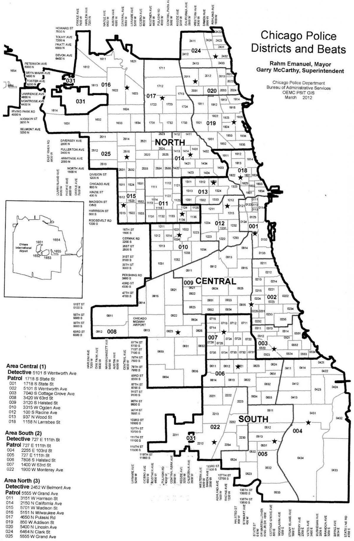 پولیس اضلاع کے نقشے شکاگو